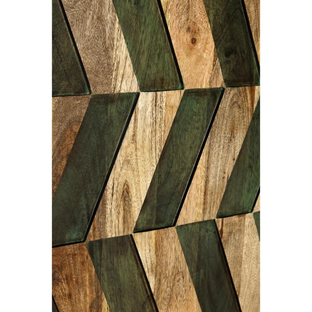 Solid Wood Sideboard with Geometric Pattern Panels
