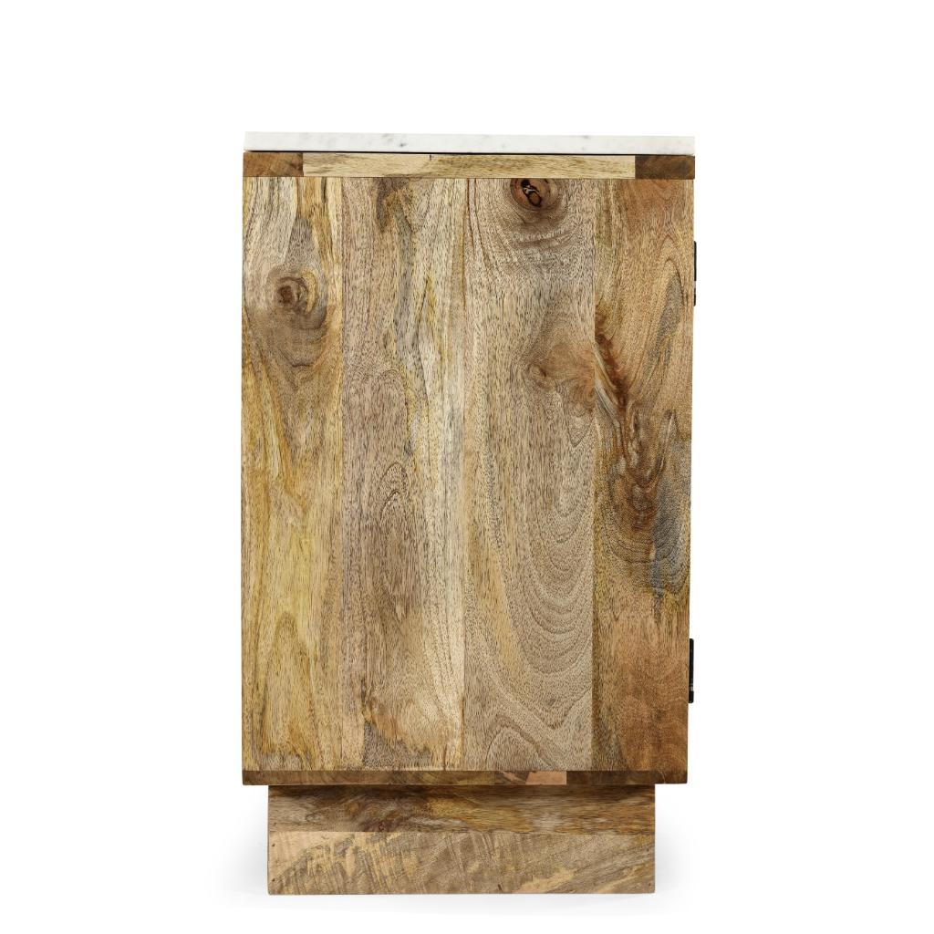 Solid Wood Sideboard with Geometric Pattern Panels