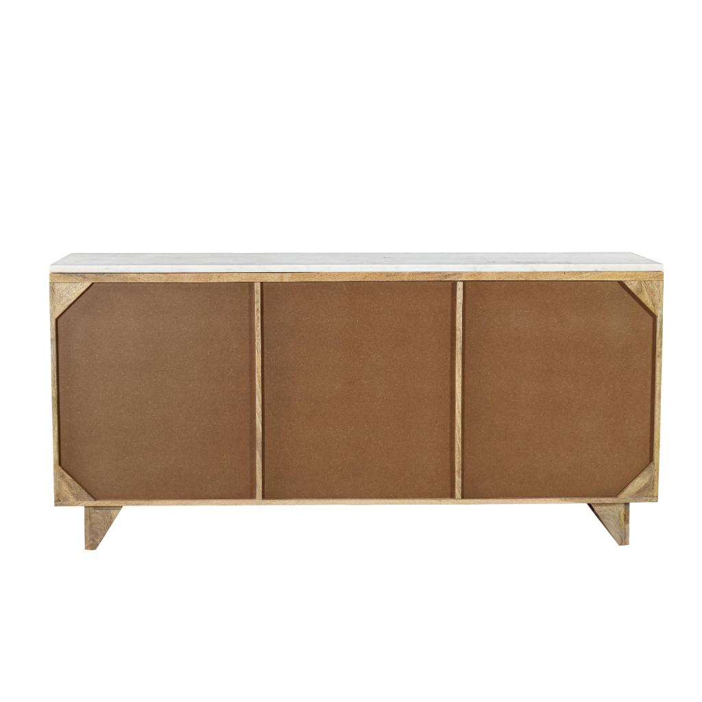Solid Wood Sideboard with Geometric Pattern Panels