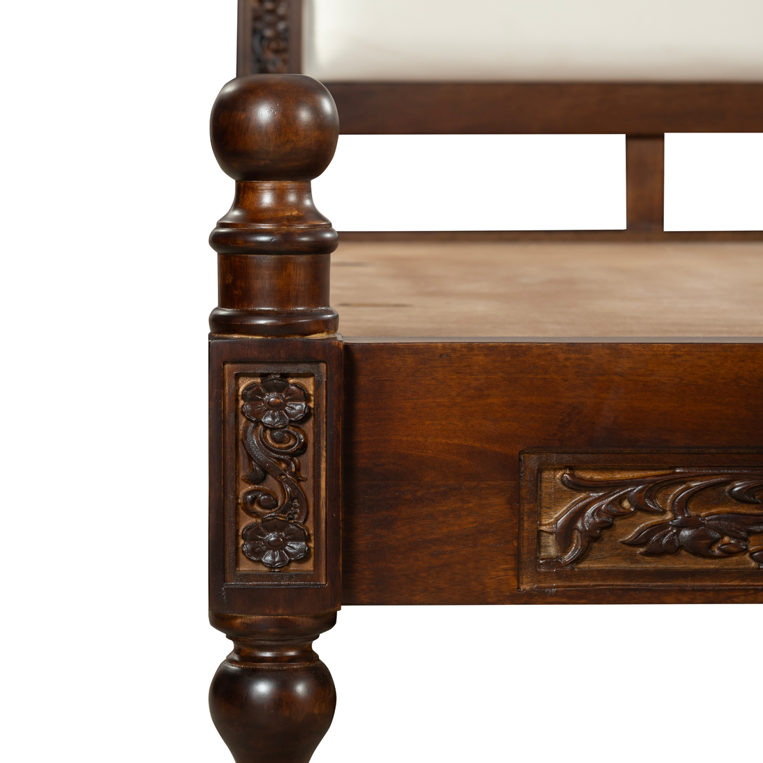 Imperial Shellwood Bedframe: A Regal Harmony of Carving & Comfort
