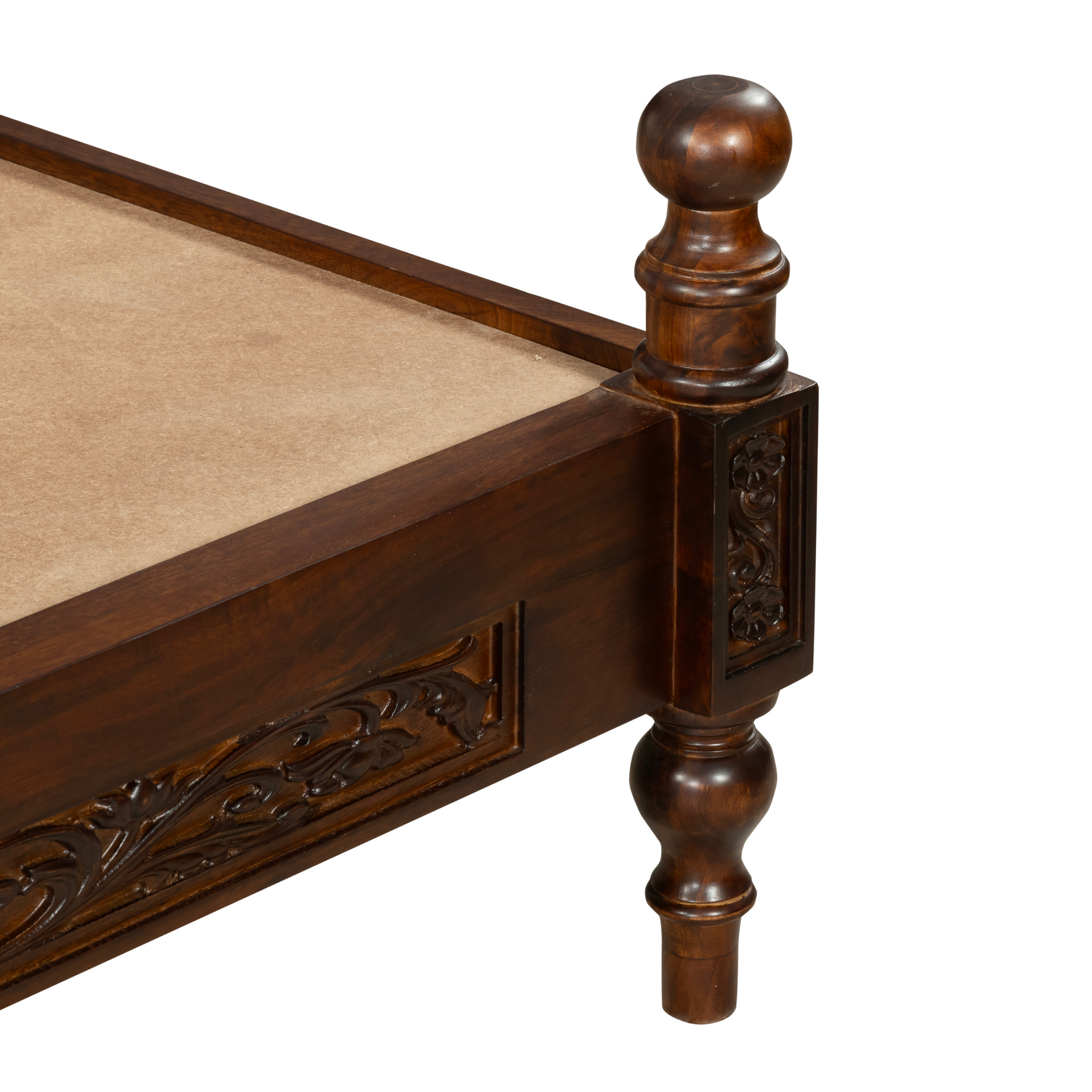 Imperial Shellwood Bedframe: A Regal Harmony of Carving & Comfort