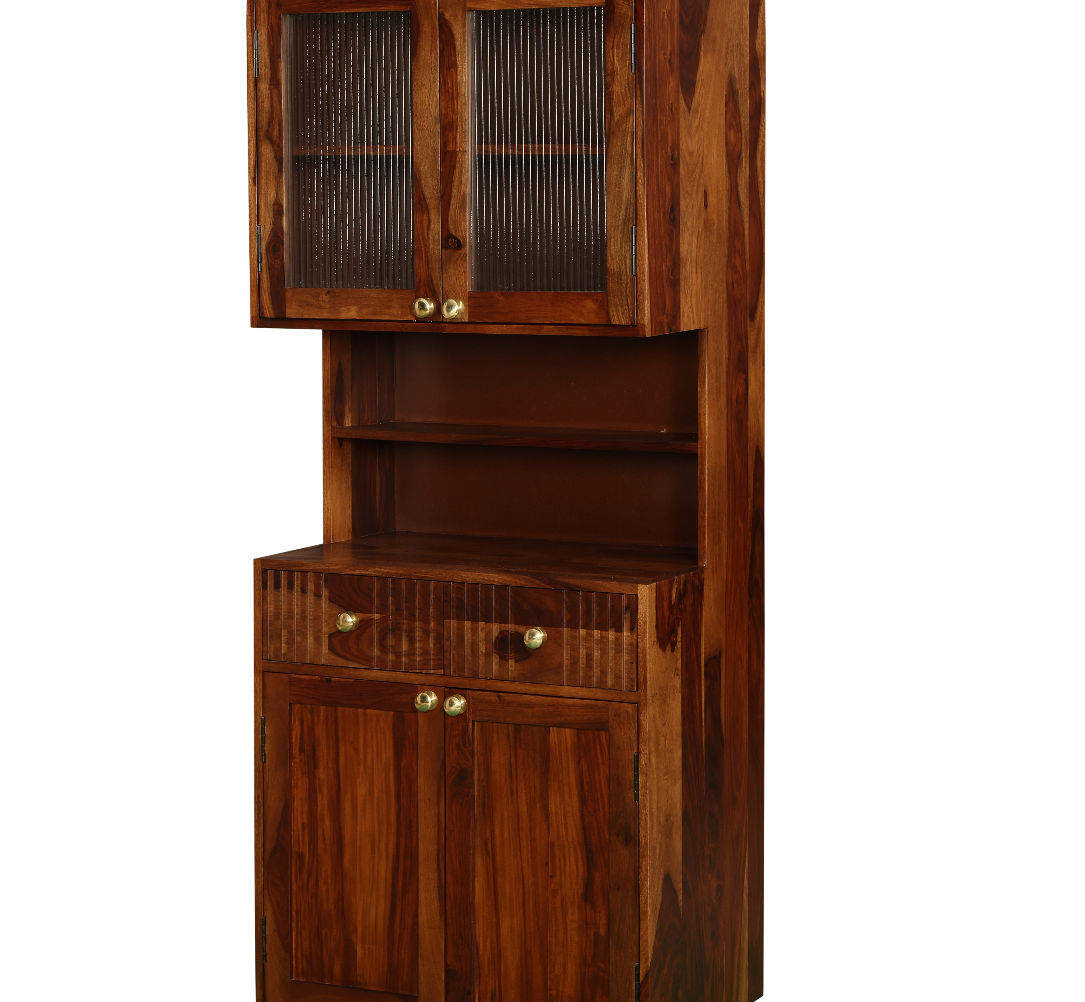 Solid Wood Storage Cabinet: Tall Multi-Shelf Cupboard with Drawers