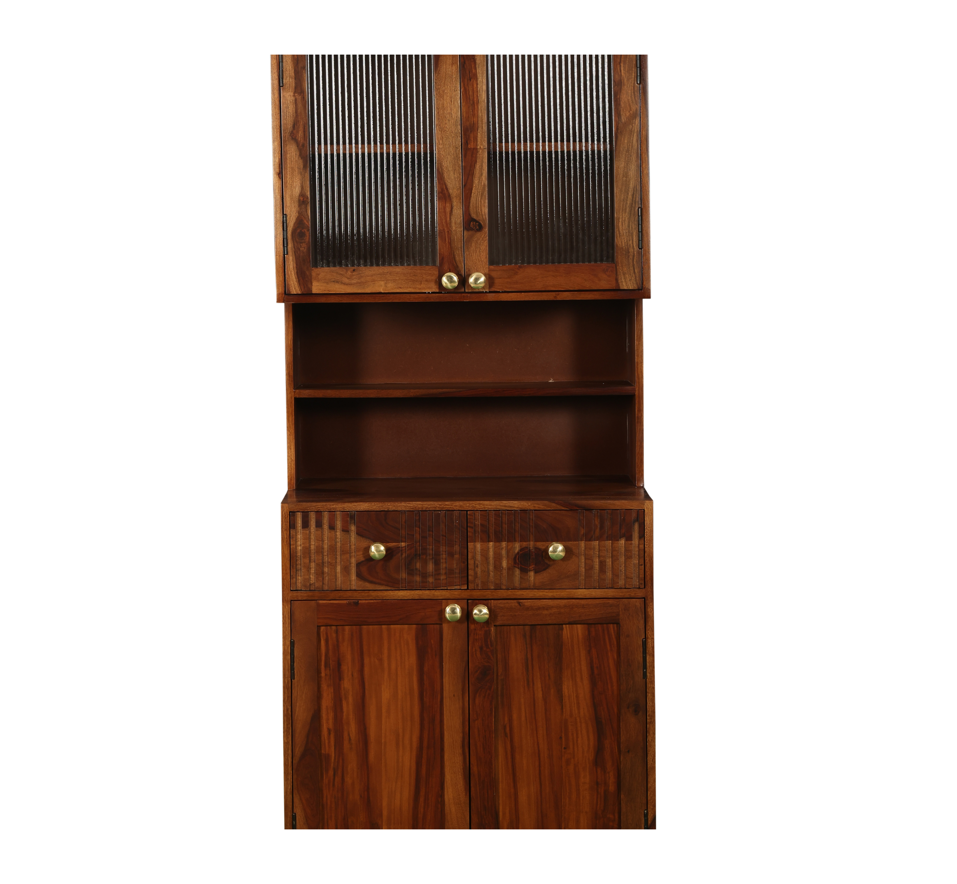 Solid Wood Storage Cabinet: Tall Multi-Shelf Cupboard with Drawers