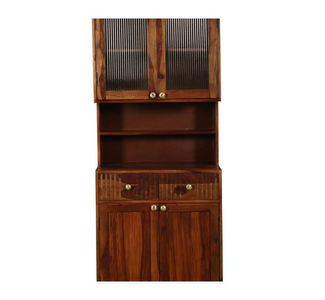 Solid Wood Storage Cabinet: Tall Multi-Shelf Cupboard with Drawers