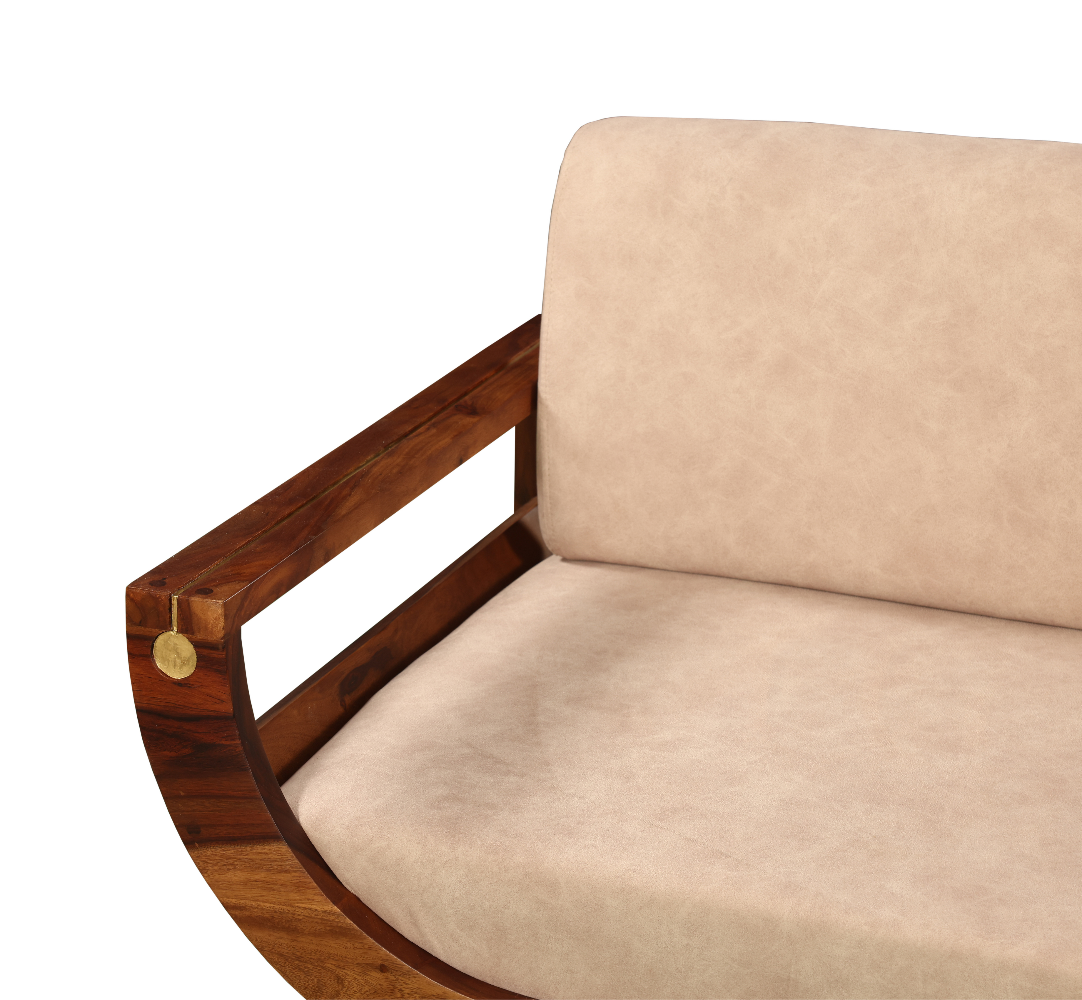 Ivory Crest 2-Seater Sofa: Compact Comfort with Solid Wood Craft
