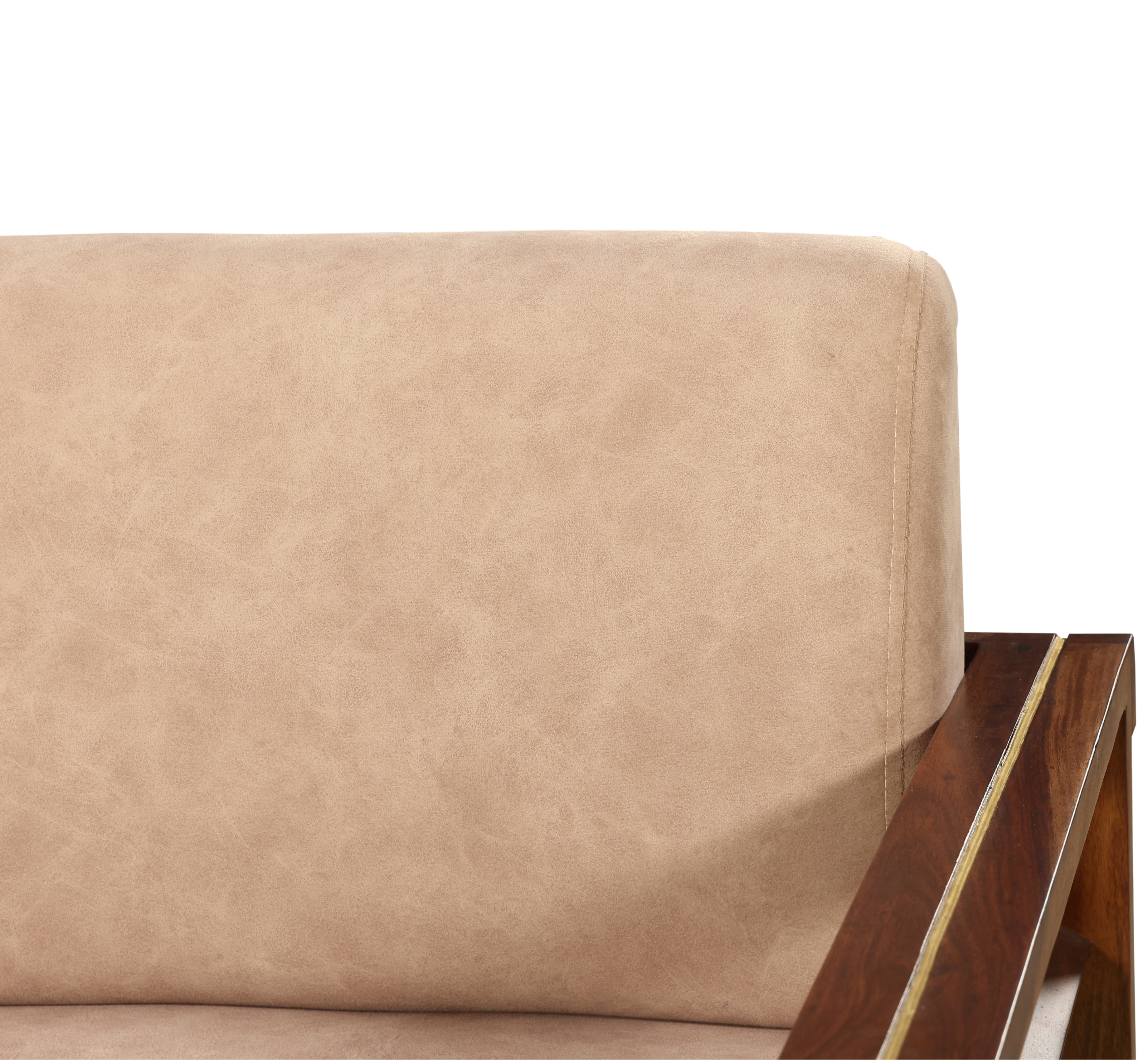 Ivory Crest 2-Seater Sofa: Compact Comfort with Solid Wood Craft