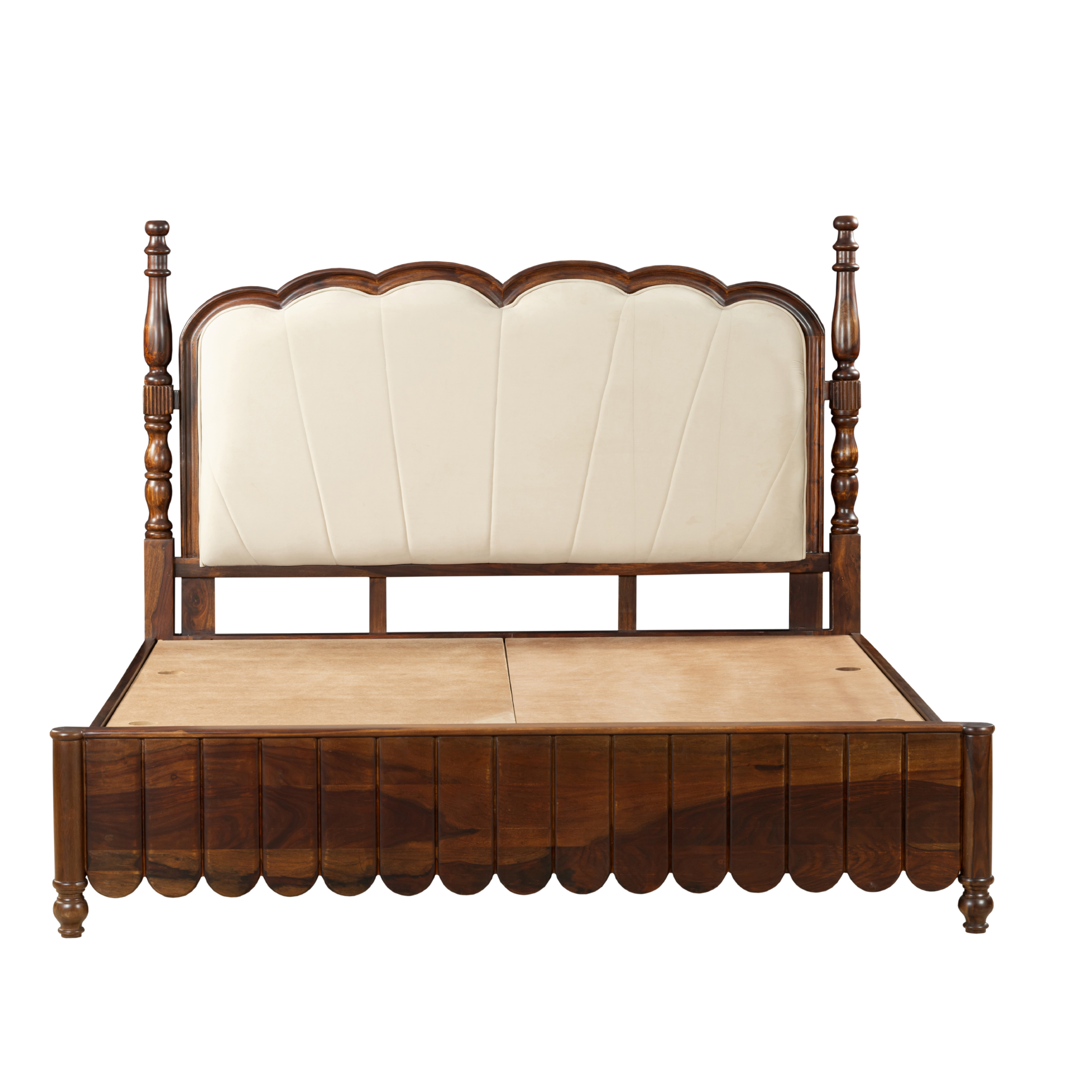 Heritage Crest Bedframe: A Classic Revival in Wood & Upholstery