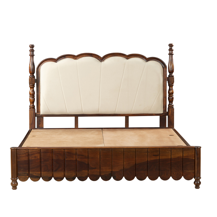 Heritage Crest Bedframe: A Classic Revival in Wood & Upholstery