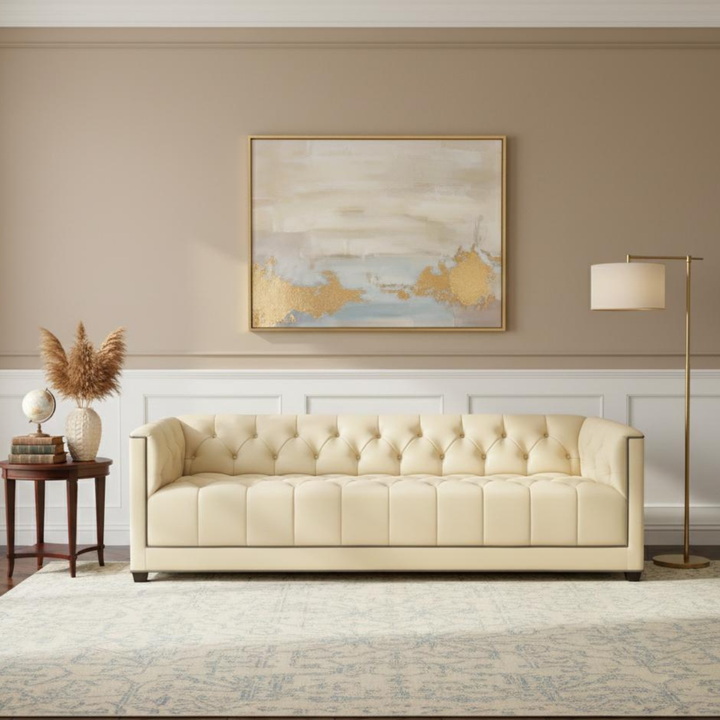 The Cream Tufted Modern Sofa