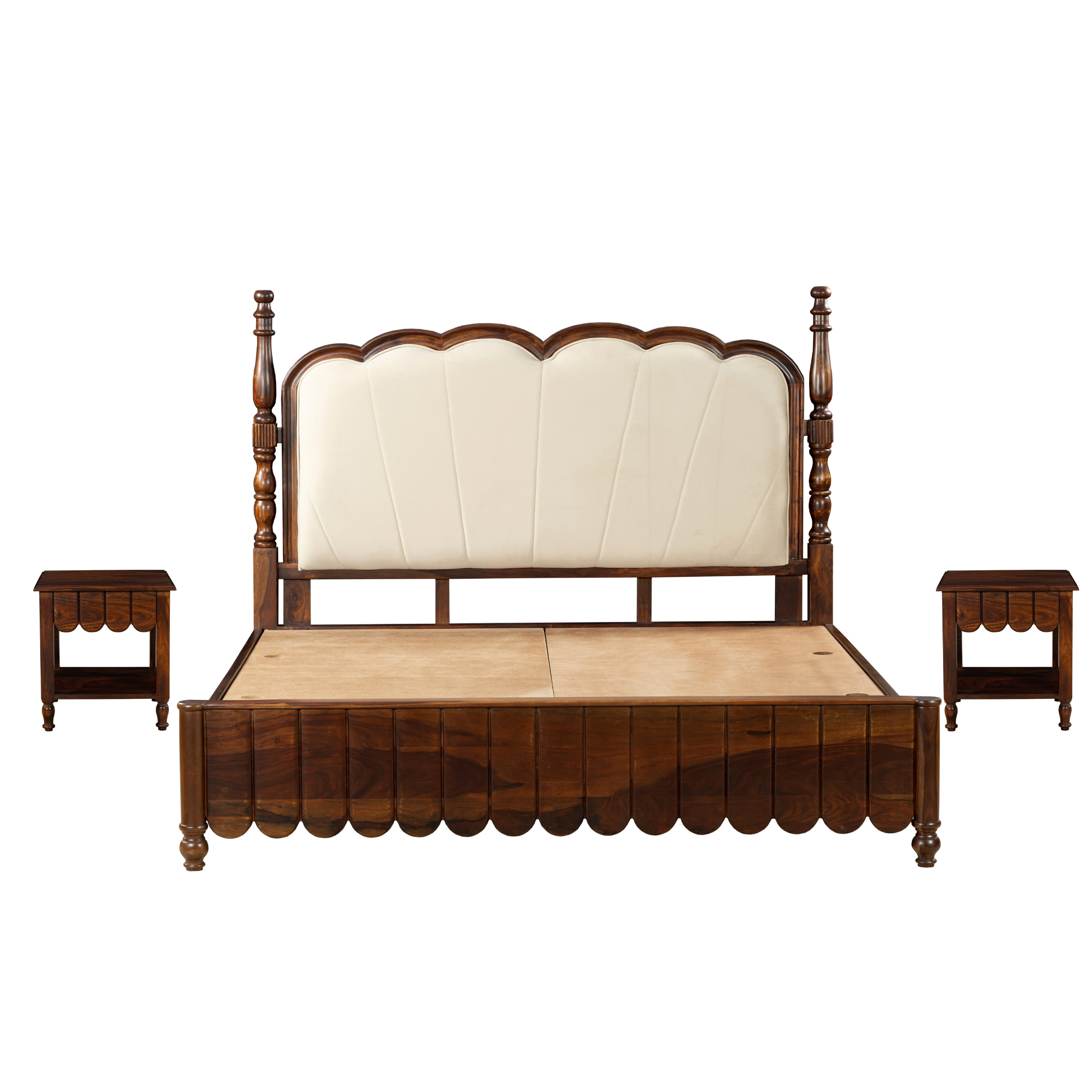 Heritage Crest Bedframe: A Classic Revival in Wood & Upholstery