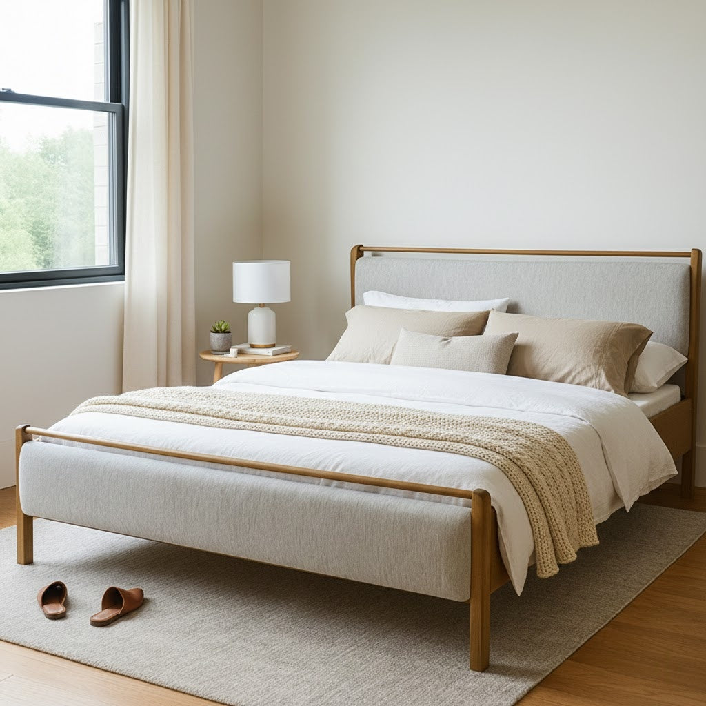 Artisanal Teak Horizontal Slat Bed