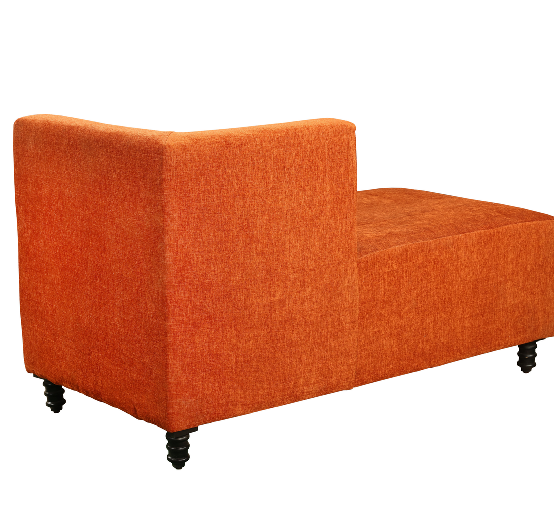 Orange Upholstered Chaise Lounge Sofa: Single-Side Relaxation Seating