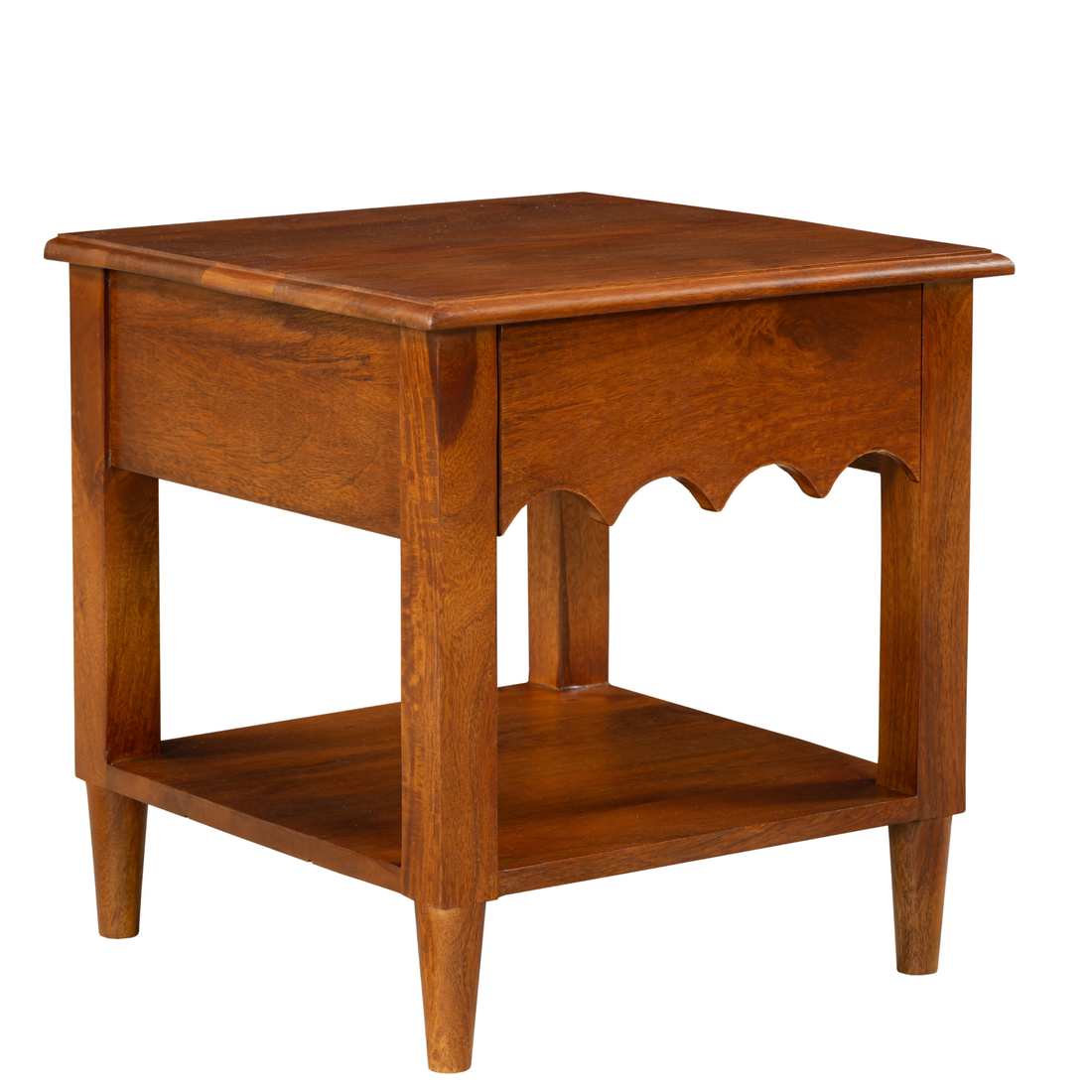 Scallop Edge Nightstand: A Warm Blend of Simplicity & Subtle Charm