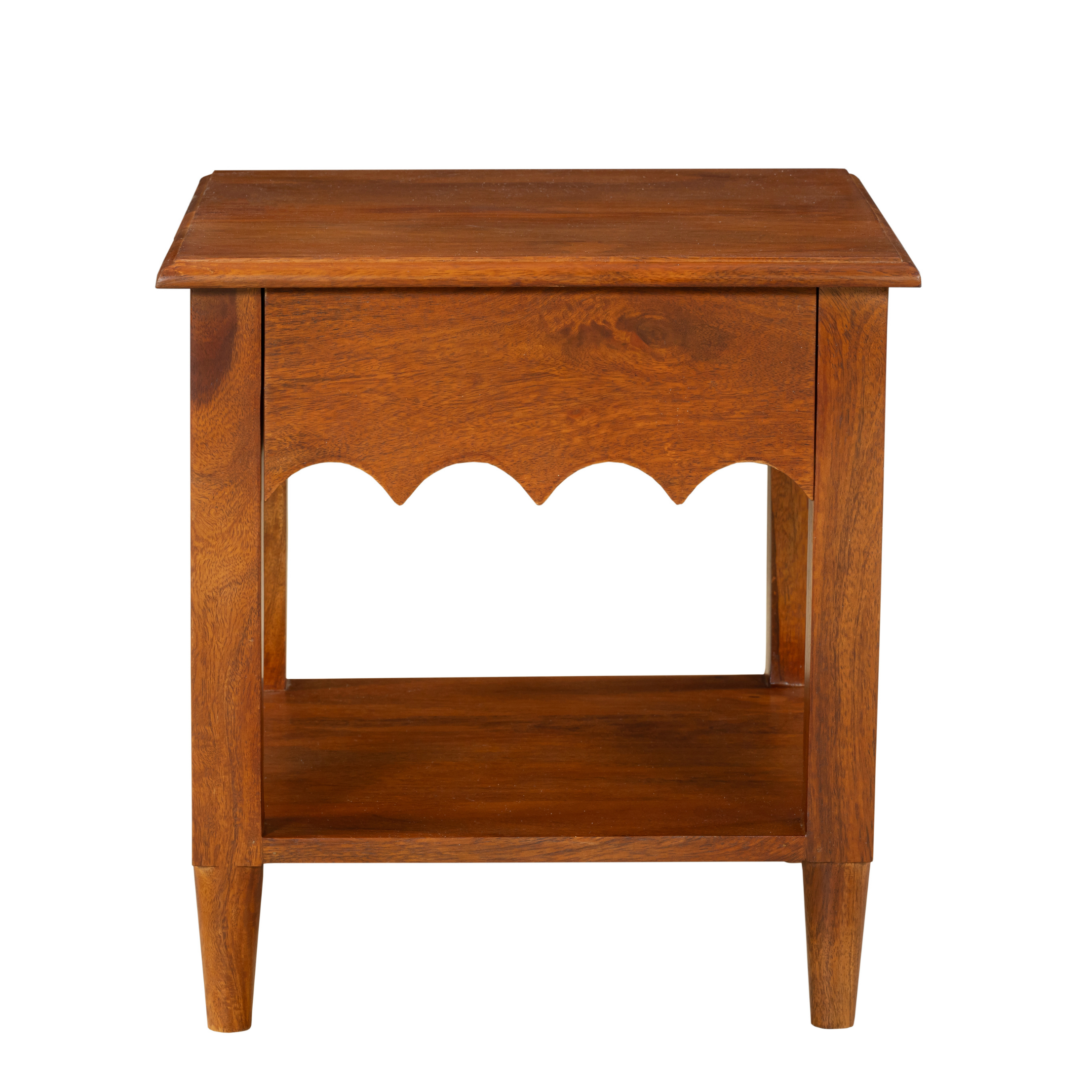 Scallop Edge Nightstand: A Warm Blend of Simplicity & Subtle Charm