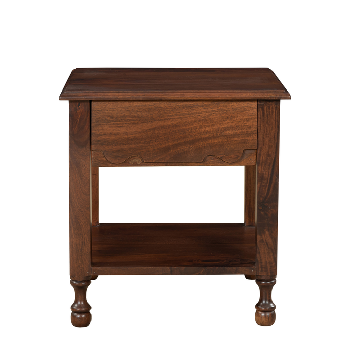 Walnut Crest Nightstand: A Classic Fusion of Warmth & Subtle Detailing