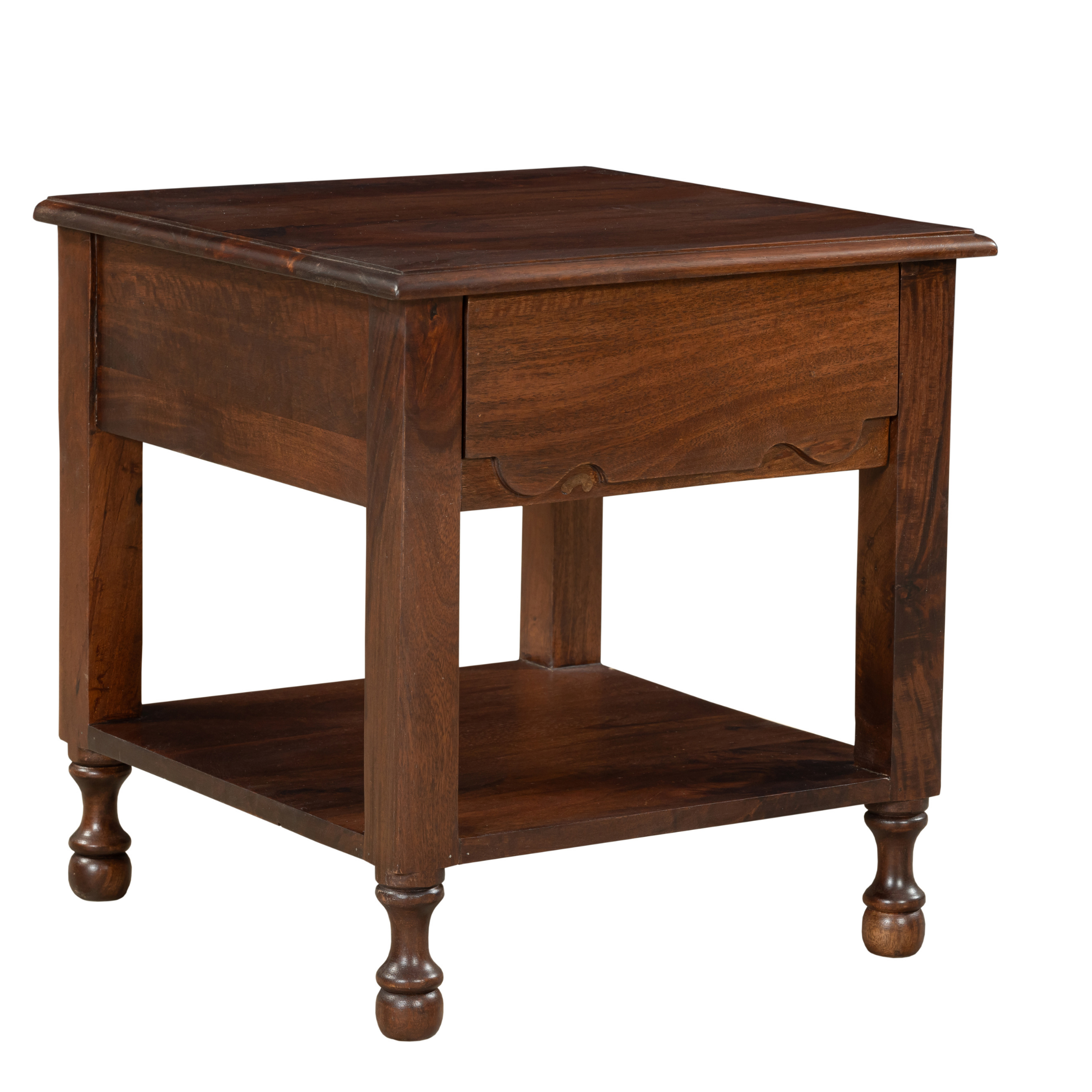 Walnut Crest Nightstand: A Classic Fusion of Warmth & Subtle Detailing