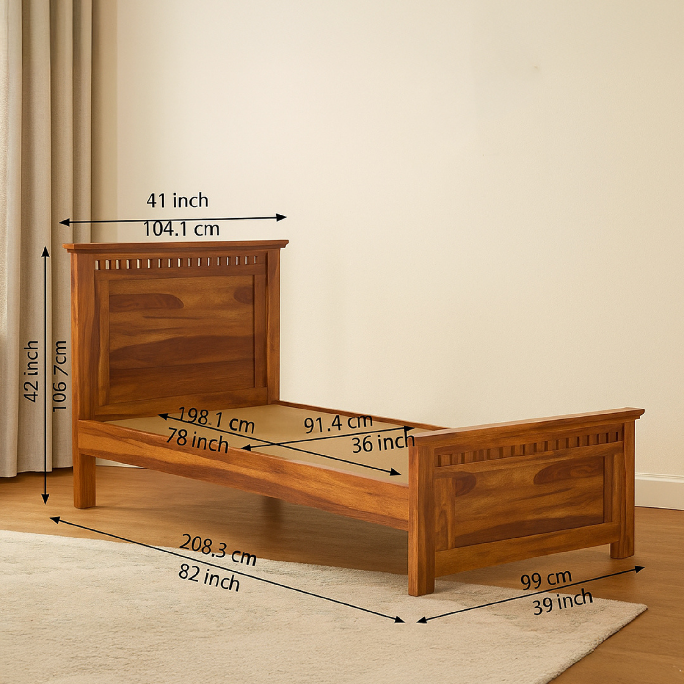 Heritage Oak Slotted Single Bed
