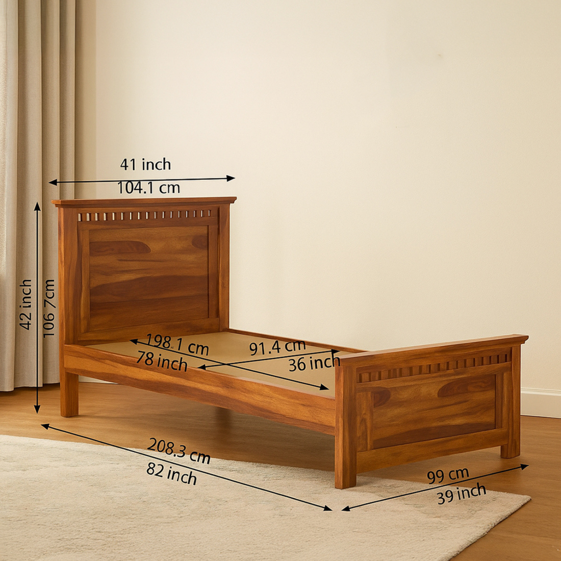 Heritage Oak Slotted Single Bed