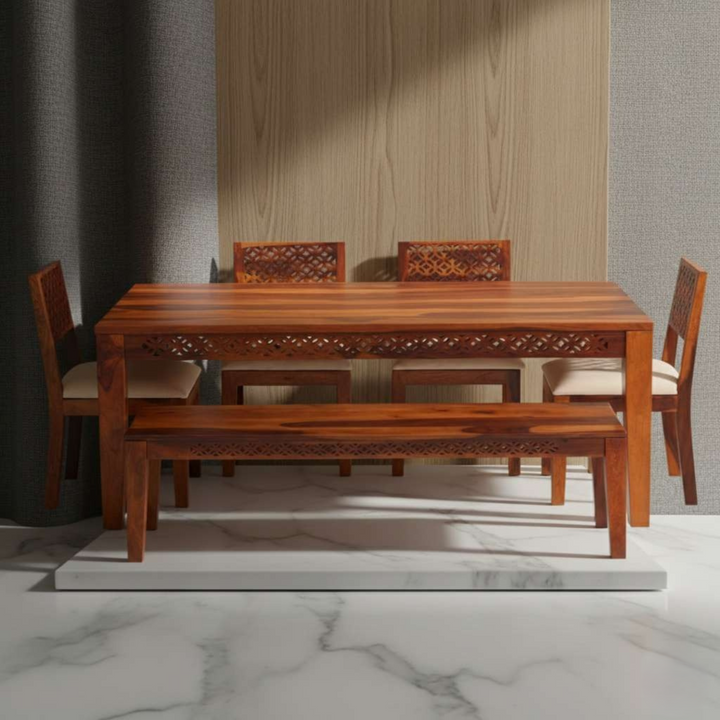 The Artisan Jali Dining Set with Bench
