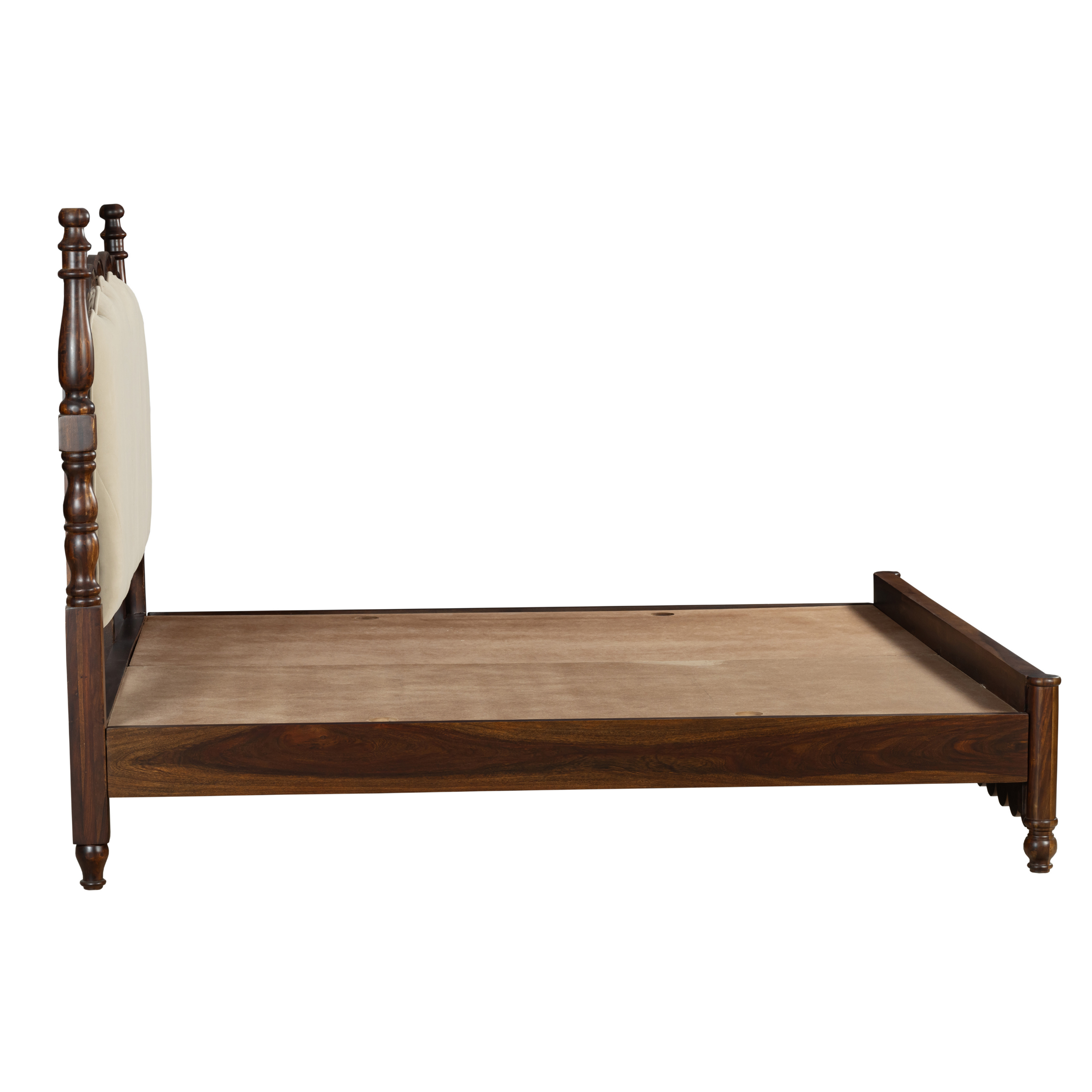 Heritage Crest Bedframe: A Classic Revival in Wood & Upholstery