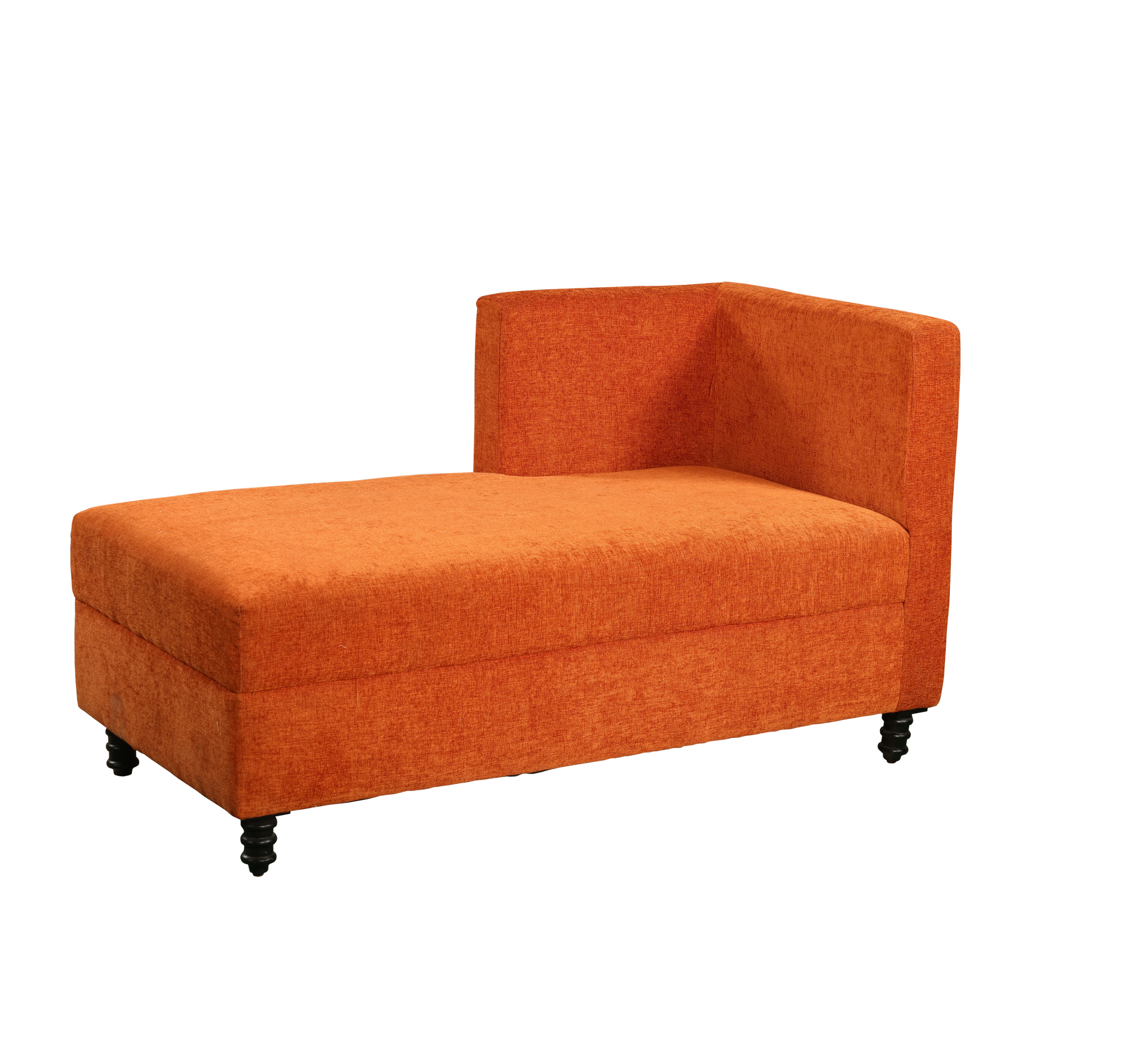 Orange Upholstered Chaise Lounge Sofa: Single-Side Relaxation Seating