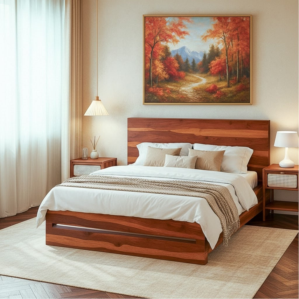 Heritage Mahogany Trundle Bed with Integrated Bookshelf