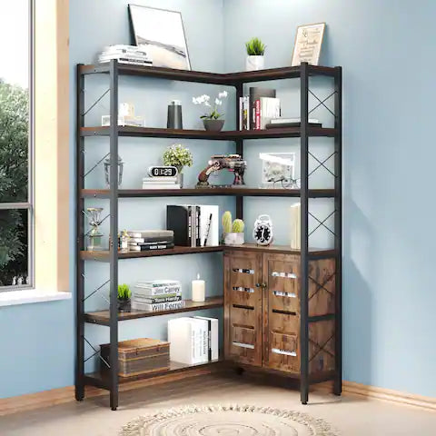 Vintage Industrial Corner Bookshelf