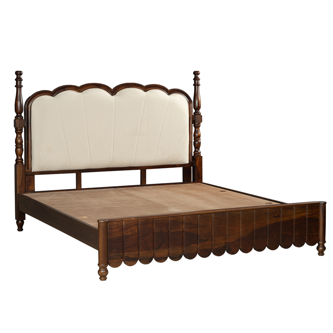 Heritage Crest Bedframe: A Classic Revival in Wood & Upholstery