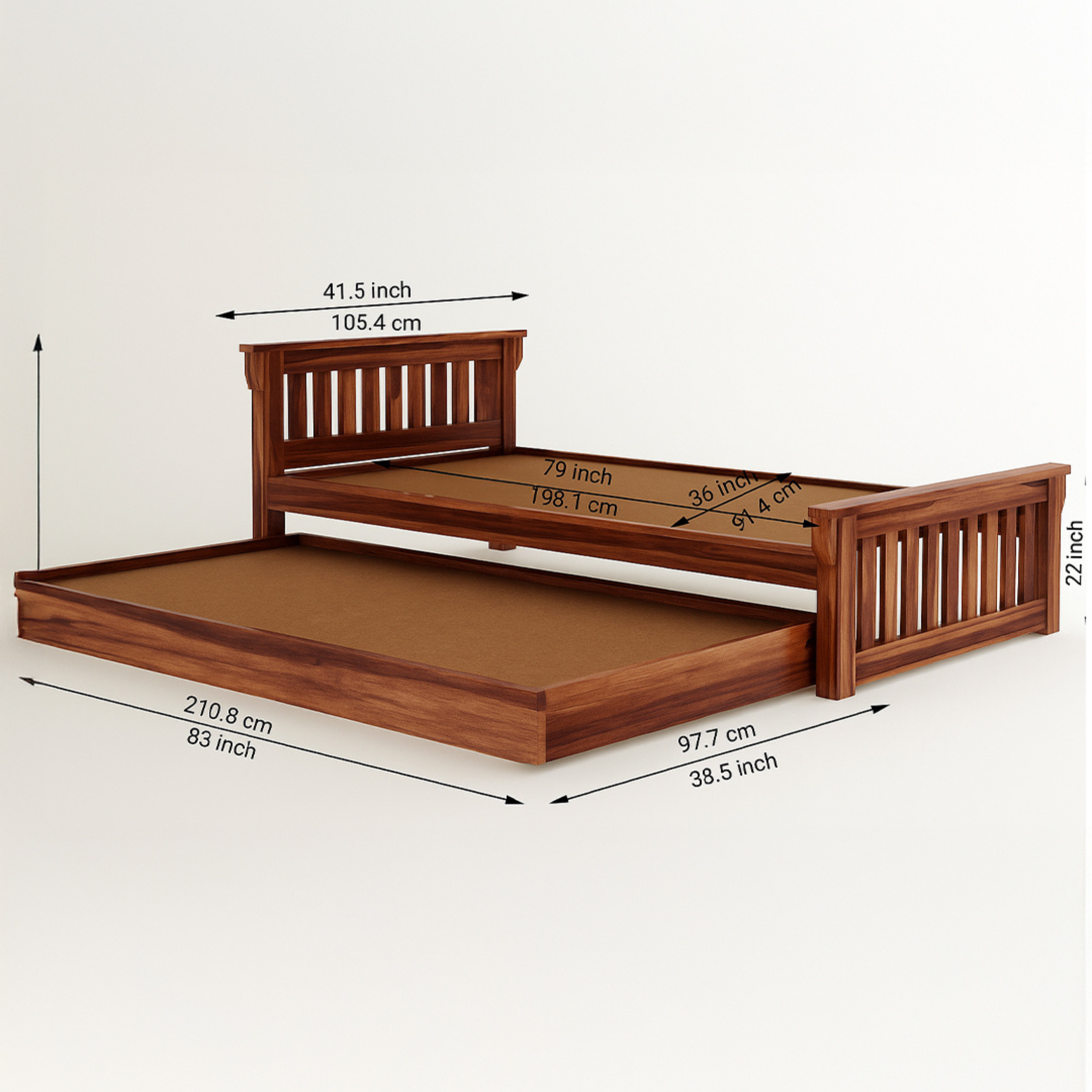 Modern Trundle bed with Pull-Out Guest Unit