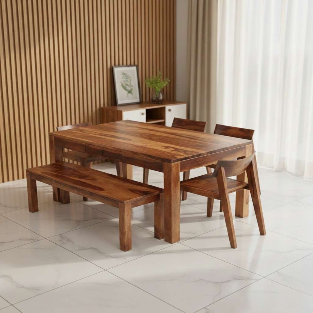The Artisan Nordic Dining Set with Bench