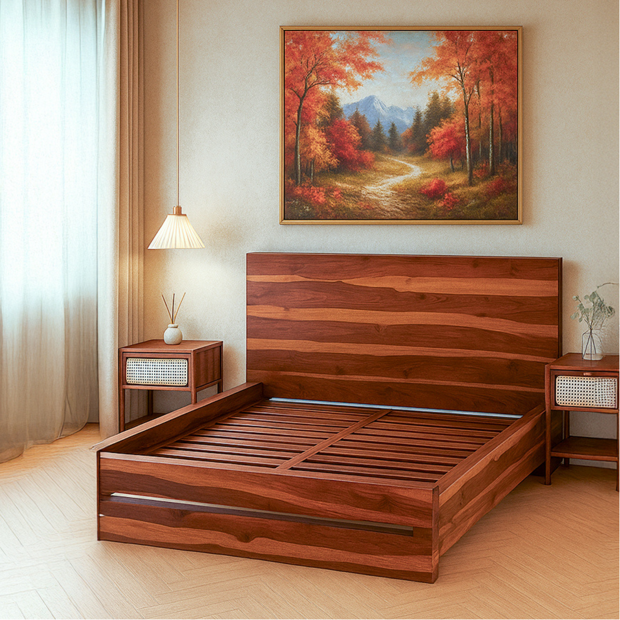 Heritage Mahogany Trundle Bed with Integrated Bookshelf