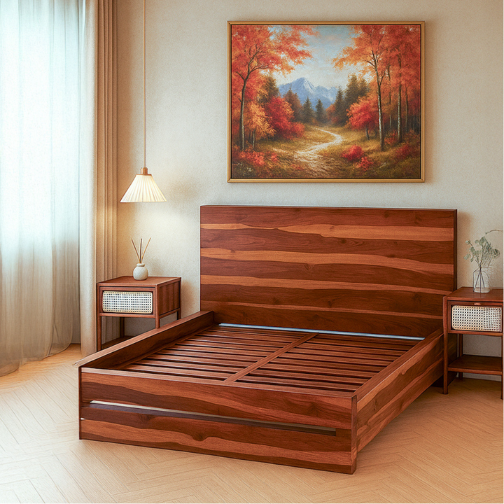 Heritage Mahogany Trundle Bed with Integrated Bookshelf