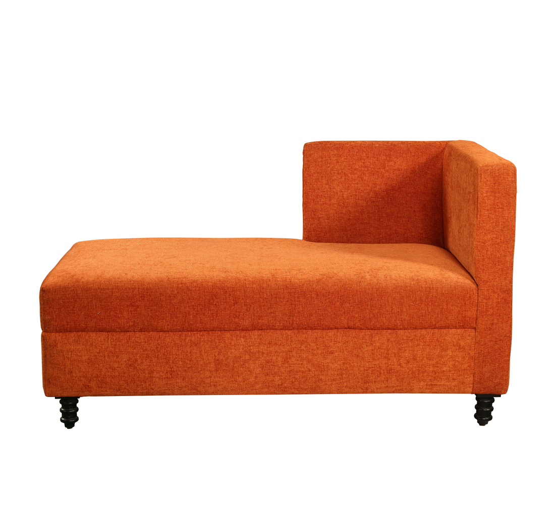 Orange Upholstered Chaise Lounge Sofa: Single-Side Relaxation Seating
