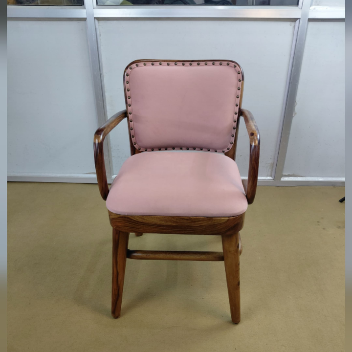 Nordic Blush Armchair with Studded Accents