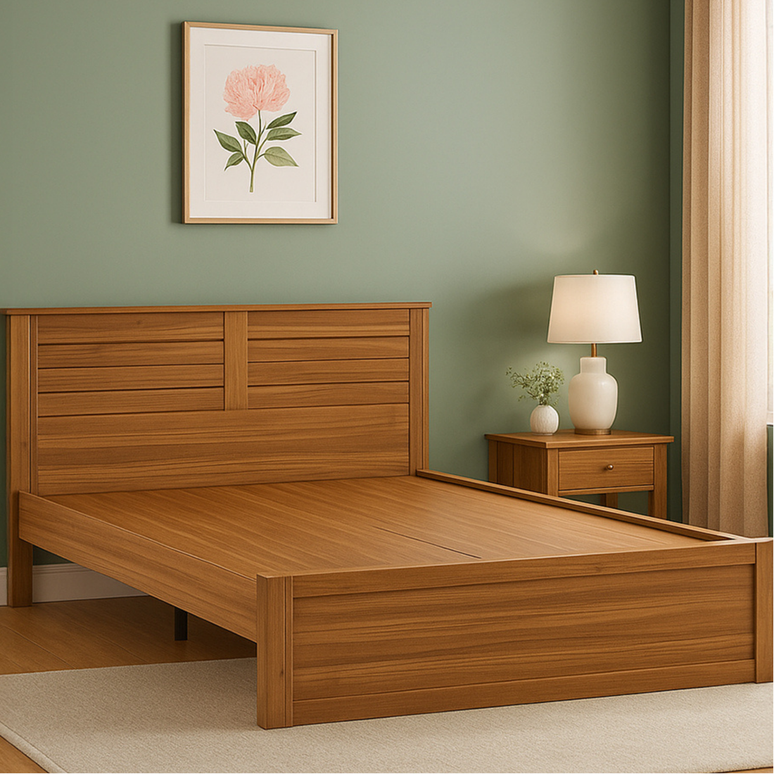 Nordic Minimalist Oak Platform Bed