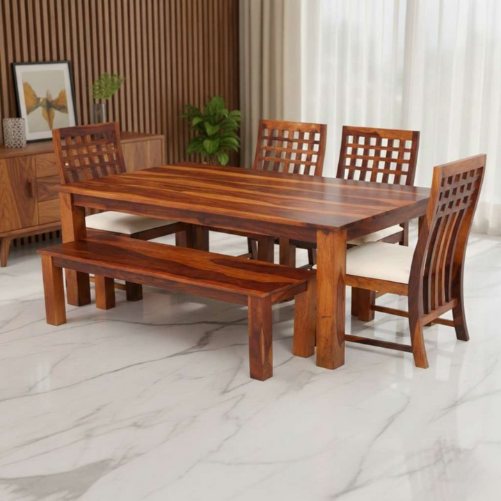 The Artisan Lattice Dining Set with Bench