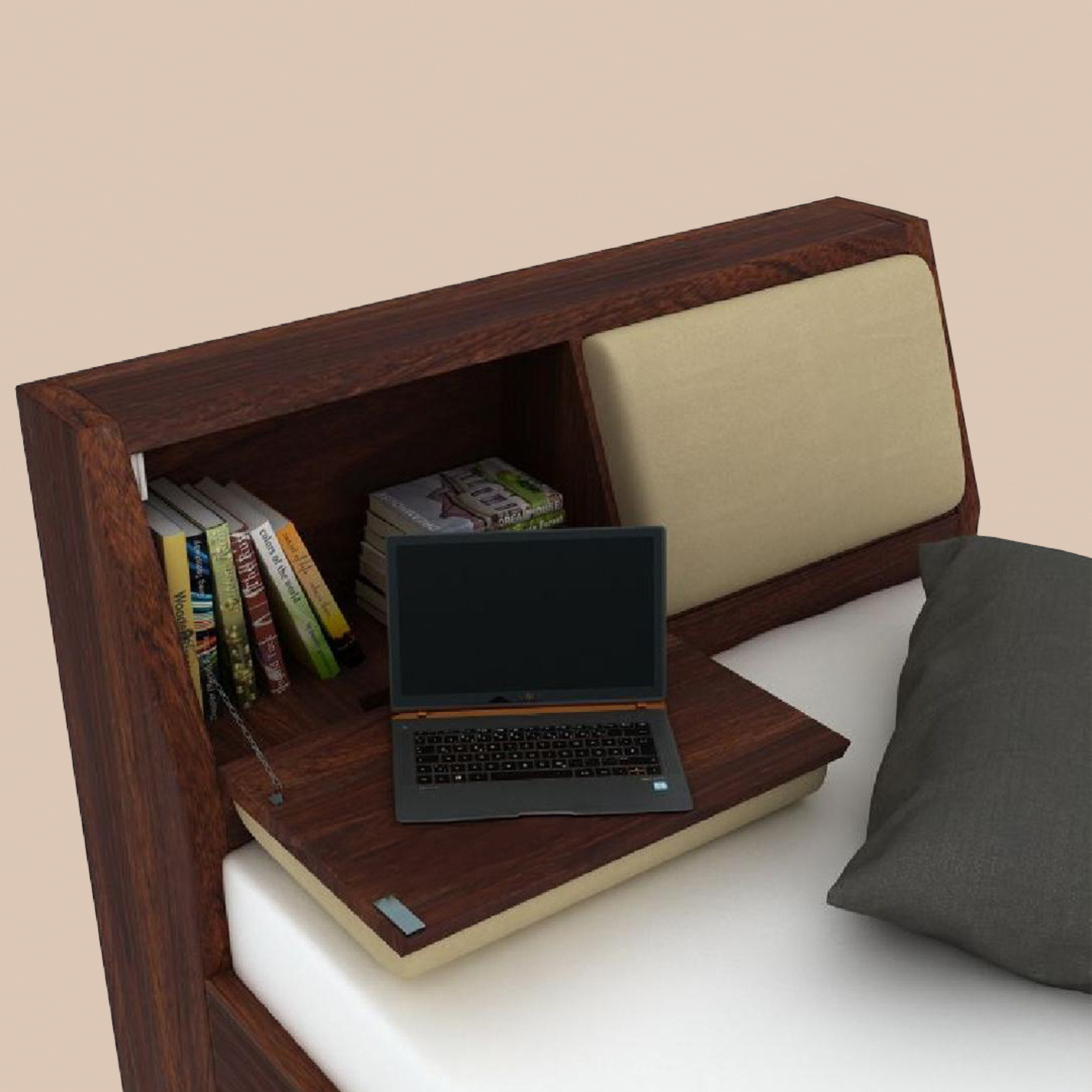 Heritage Mahogany Trundle Bed with Integrated Bookshelf