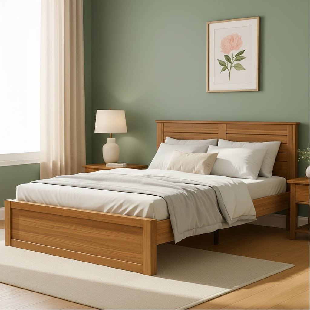 Nordic Minimalist Oak Platform Bed
