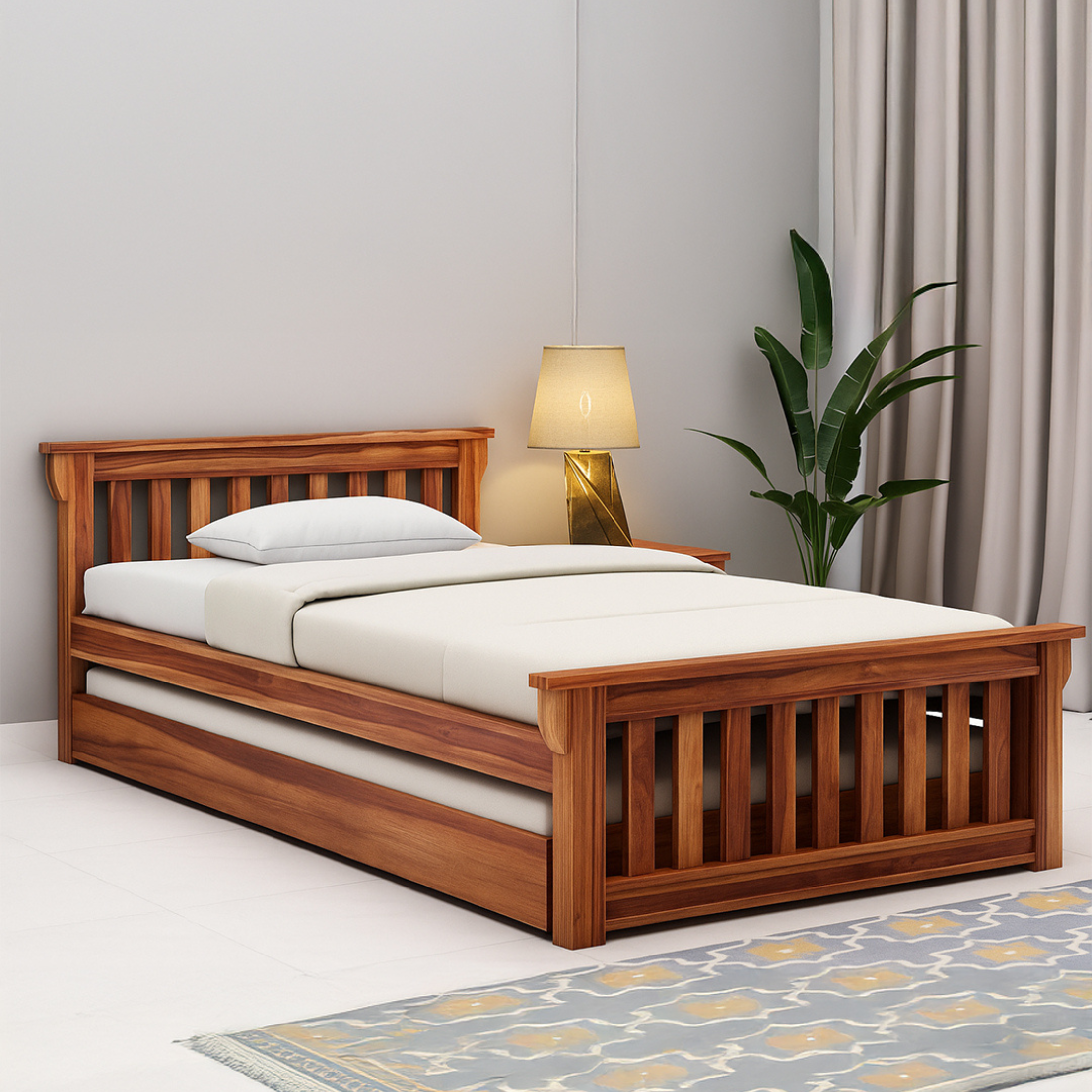 Modern Trundle bed with Pull-Out Guest Unit