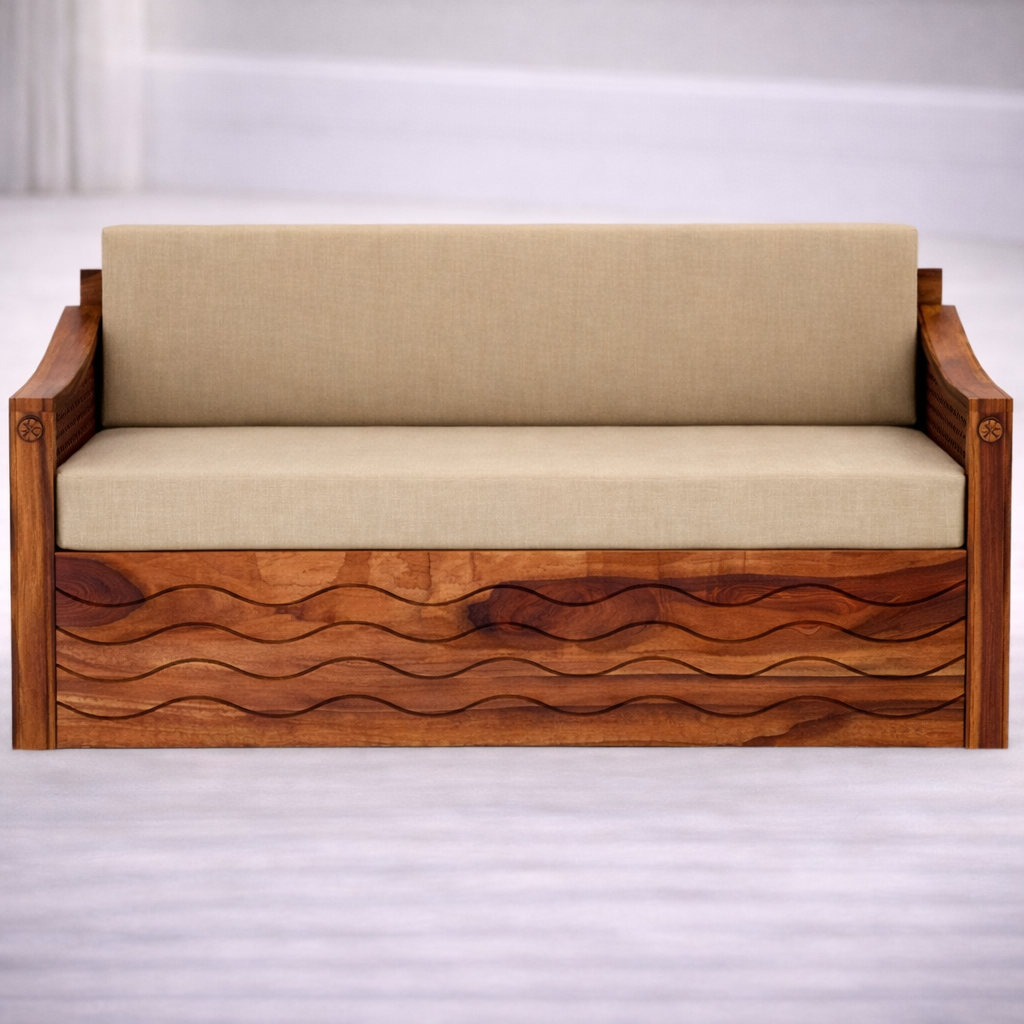 The Artisan Wave-Carved Sofa Bed