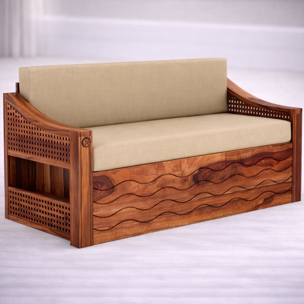 The Artisan Wave-Carved Sofa Bed