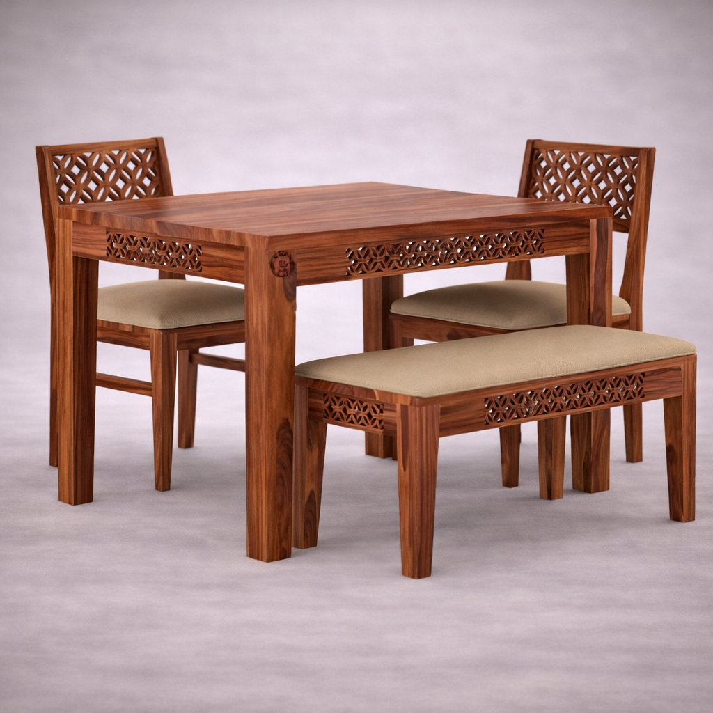 The Artisan Lattice-Inlay Dining Suite with Bench
