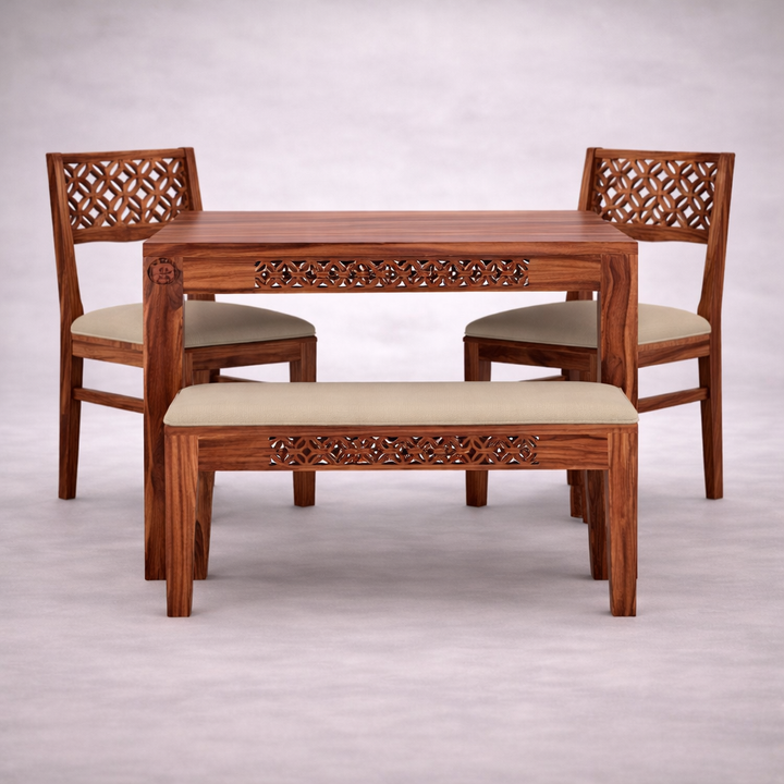 The Artisan Lattice-Inlay Dining Suite with Bench