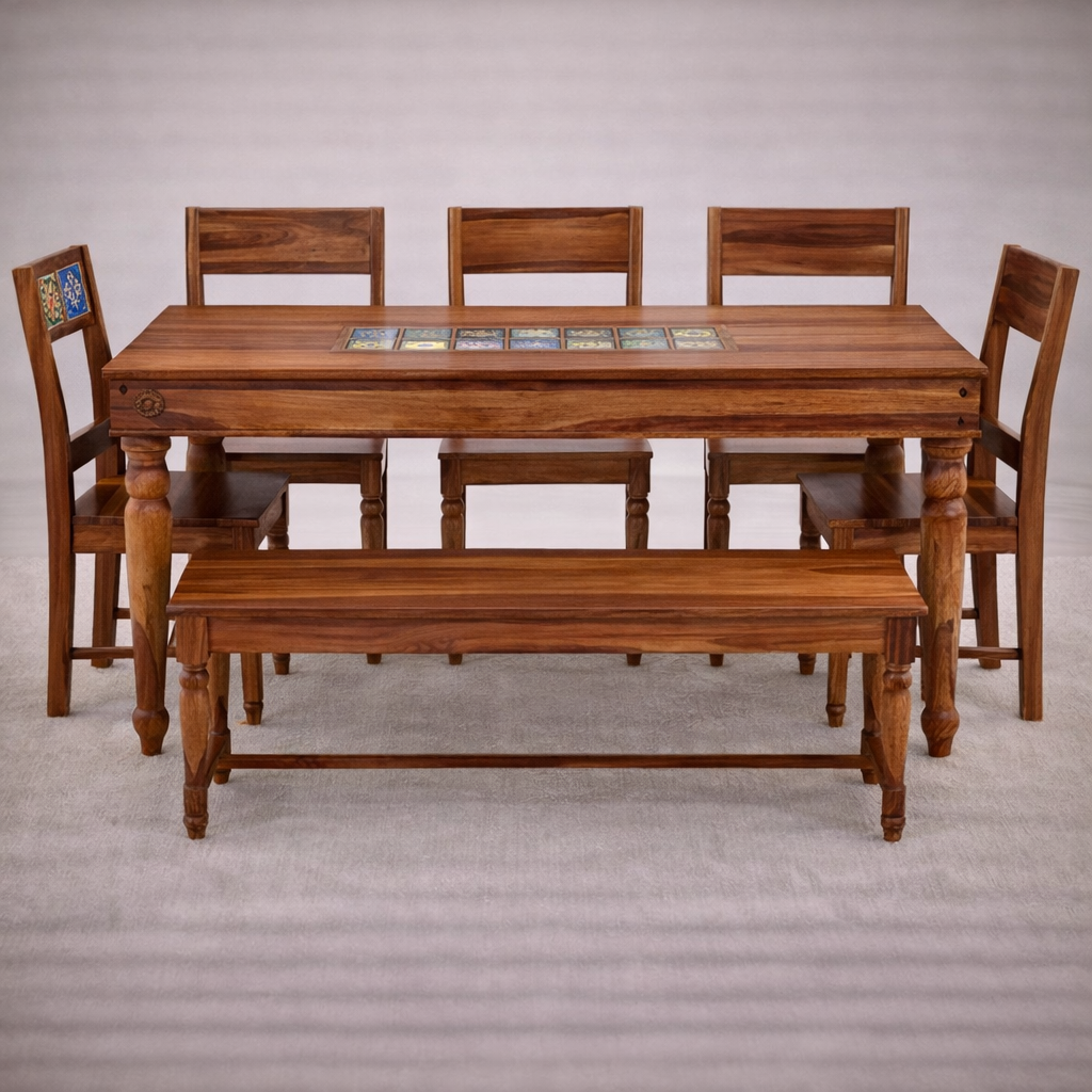 The Artisan Mosaic Bench Chair Dining Suite