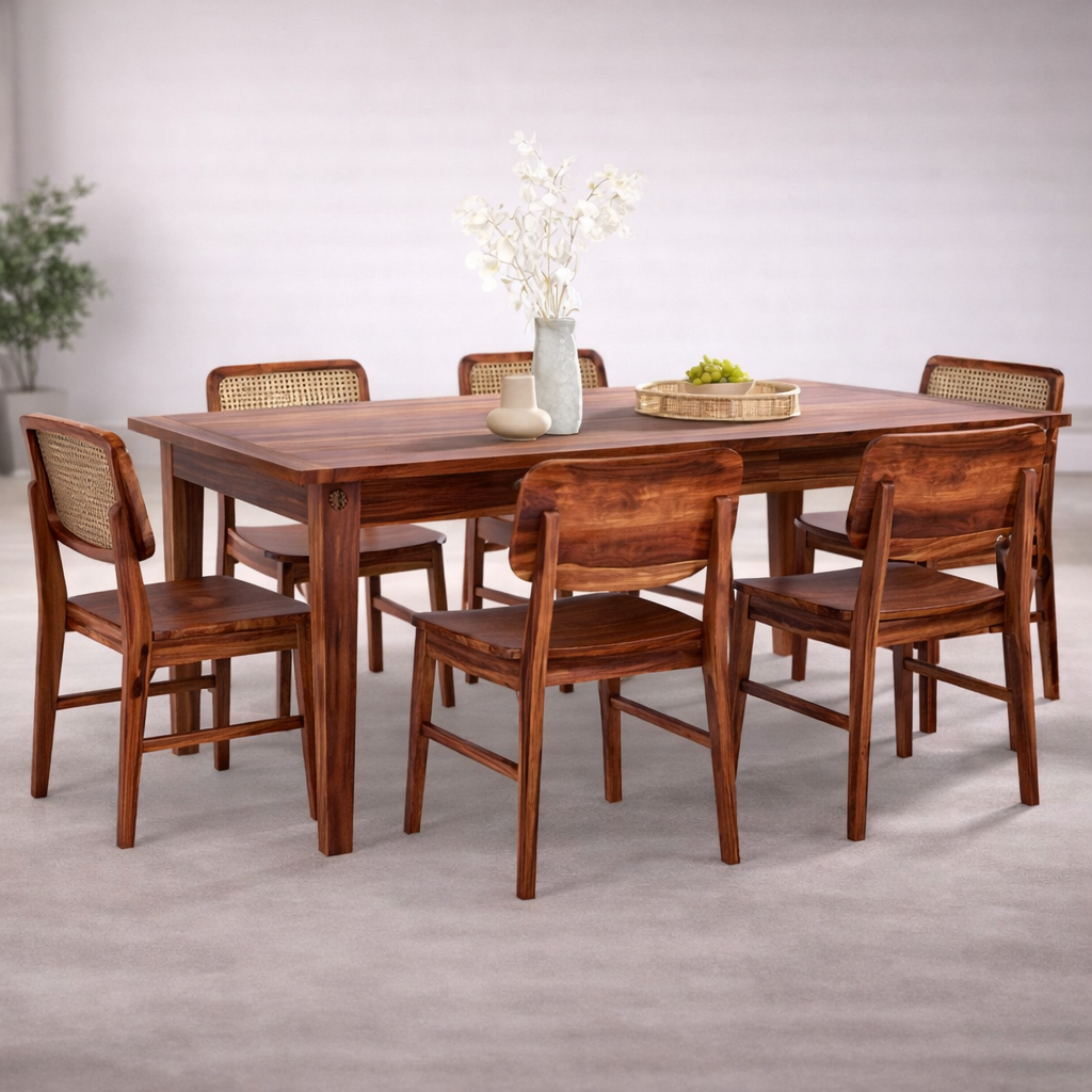 Frond 6 Seater Cushioned Dining Table Set