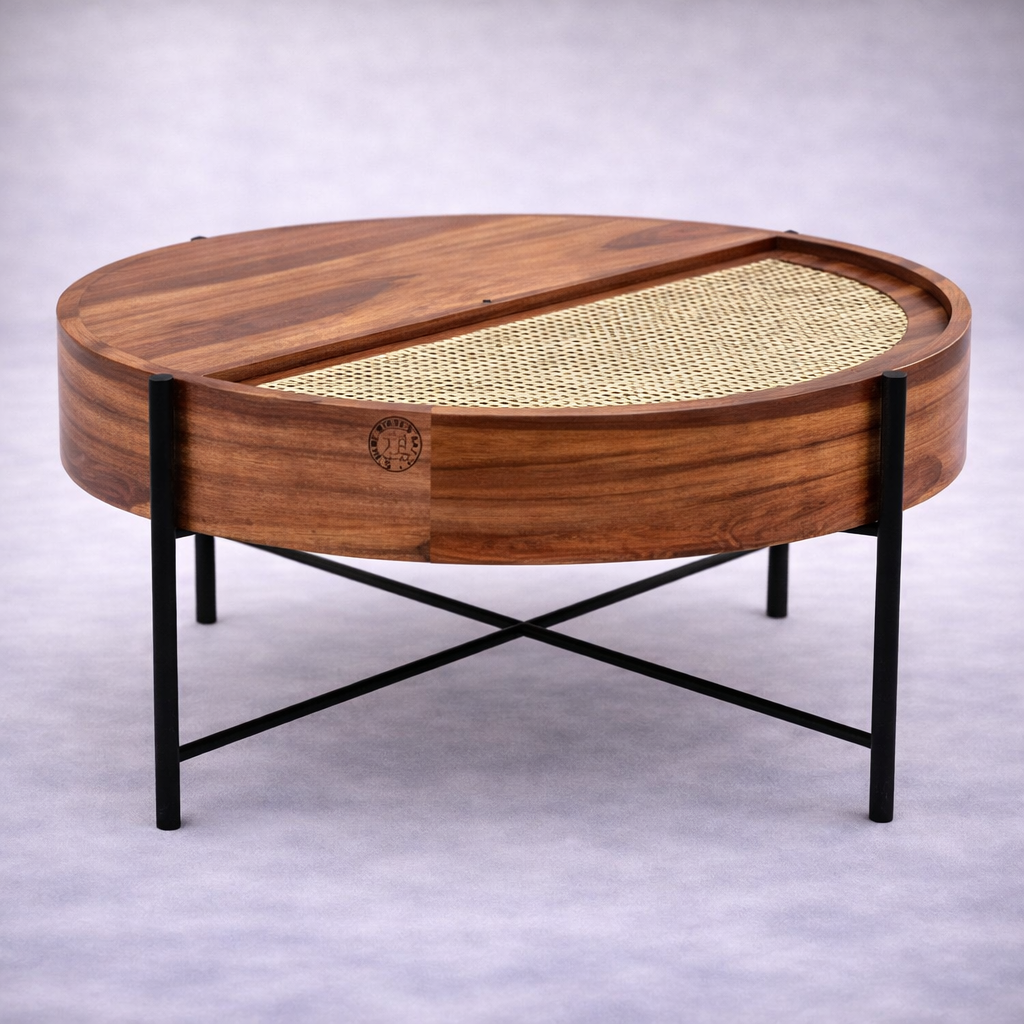 The Artisan Cane-Inlay Round Coffee Table