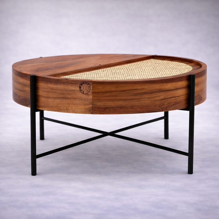 The Artisan Cane-Inlay Round Coffee Table