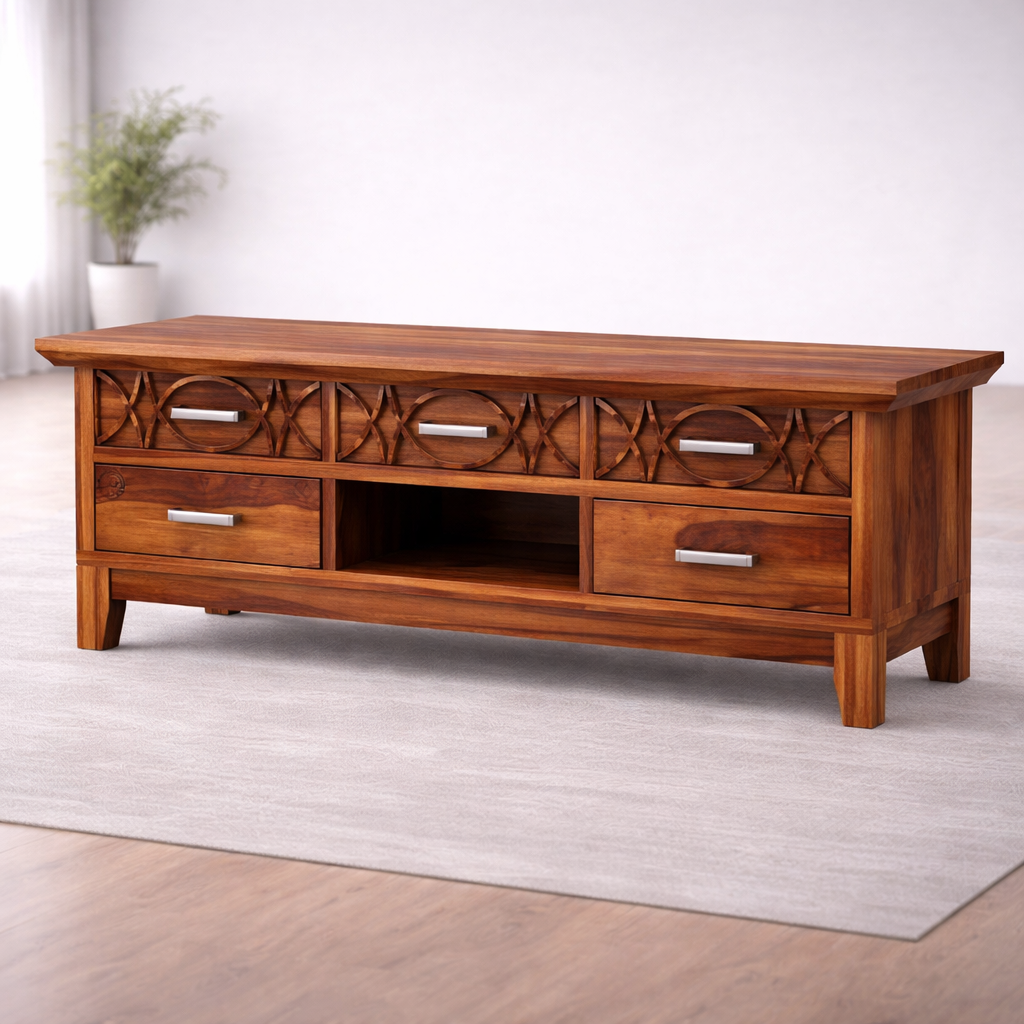 The Artisan Lattice-Carved Media Console
