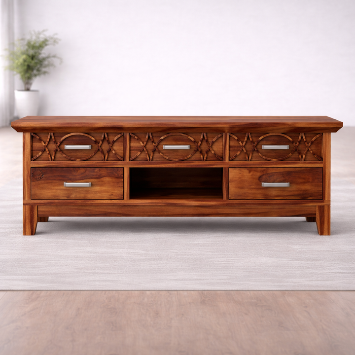 The Artisan Lattice-Carved Media Console