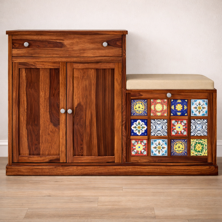 The Artisan Mosaic-Inlay Entryway Storage Bench